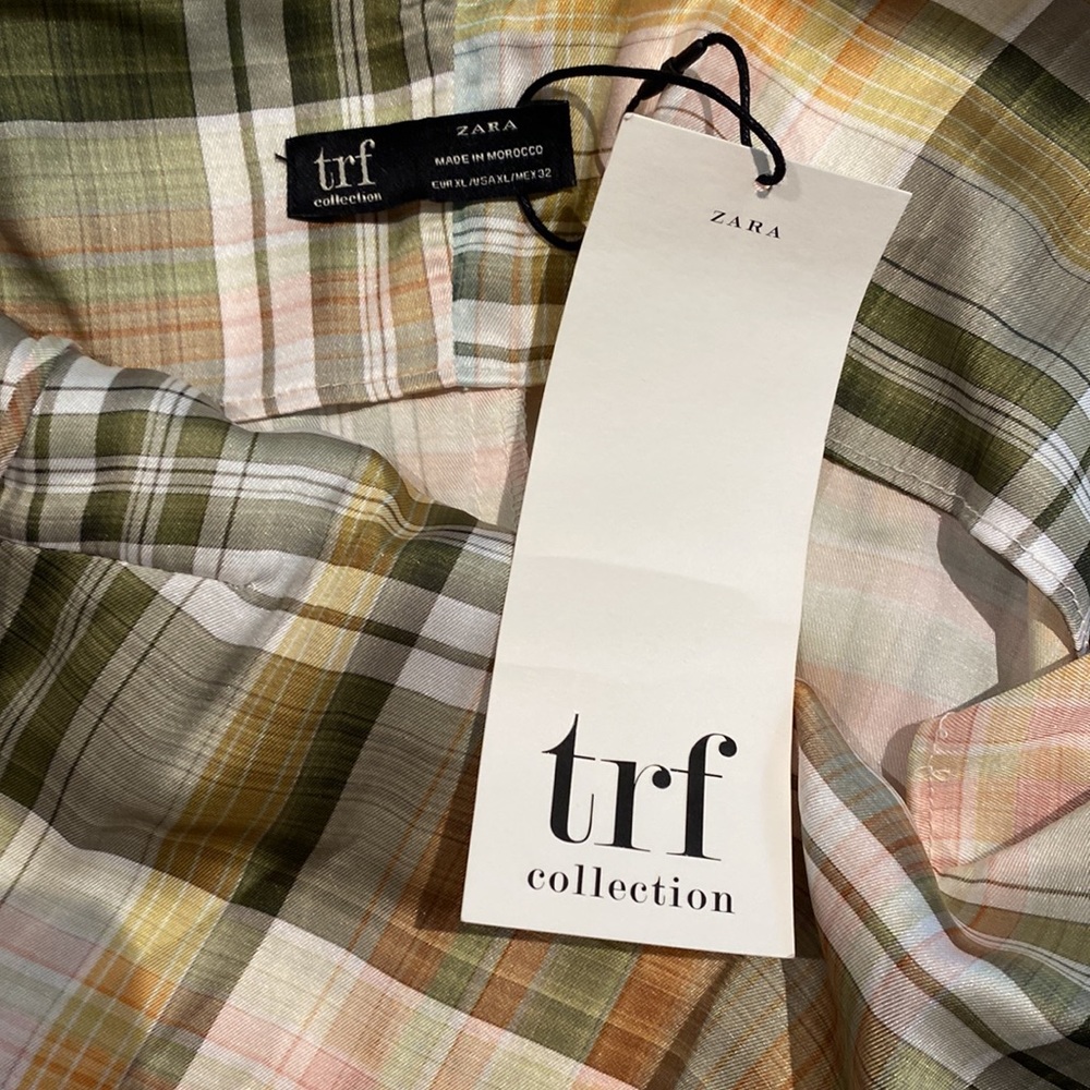 Zara TRF Pink, Green, Cream Plaid Check Satin Midi Maxi sun dress - Picture 10 of 13